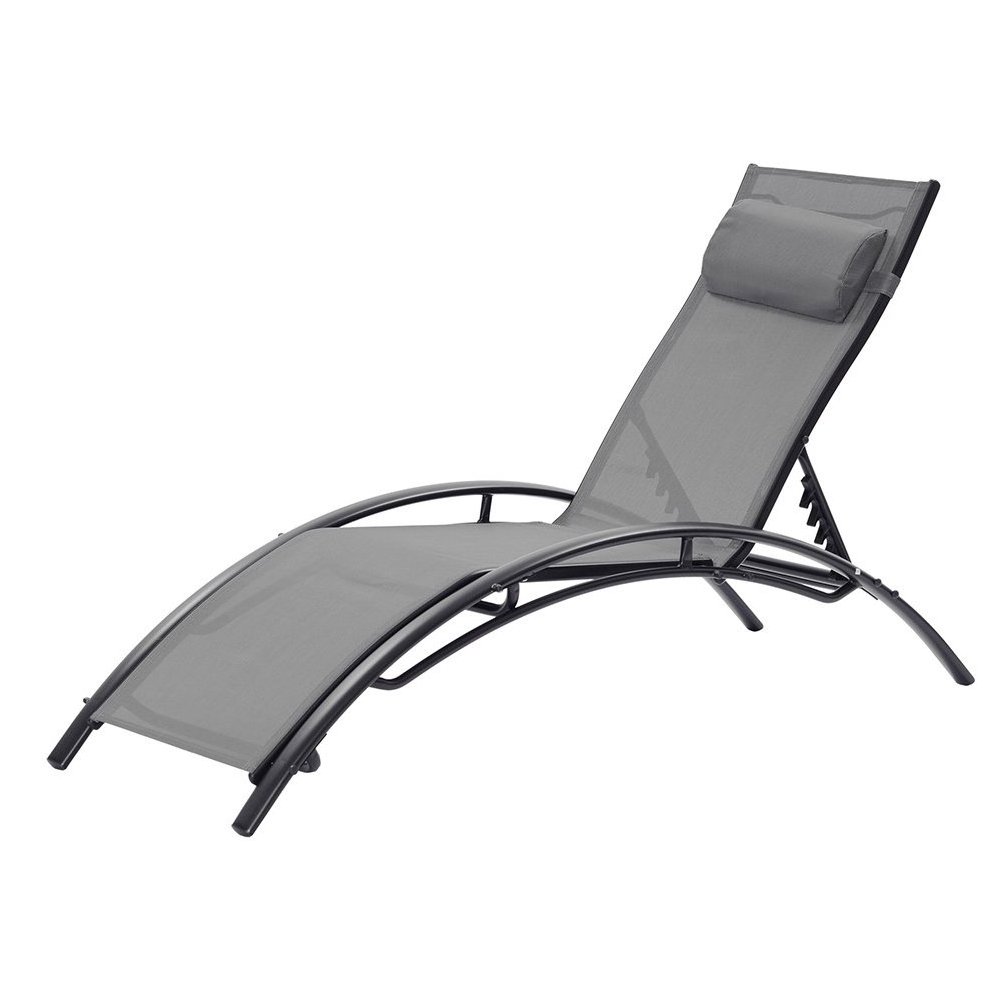 Outdoor Patio Chaise Portable Lounge Chair Adjustable 5 Gears Reclining Folding Garden Patio Pool Sun Lounger