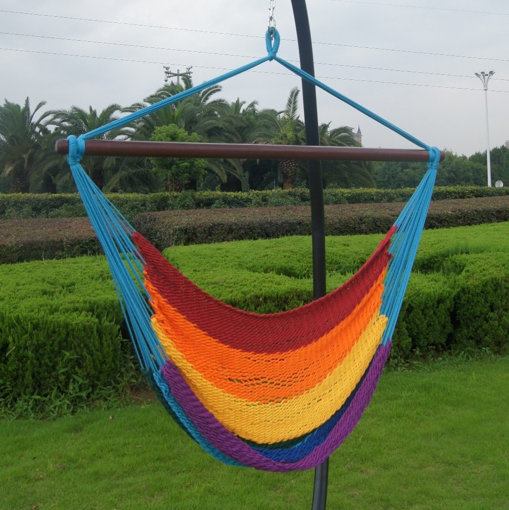 Outdoors Patio Hammock Swing Hanging Chair Cotton Rope Hammock Chair