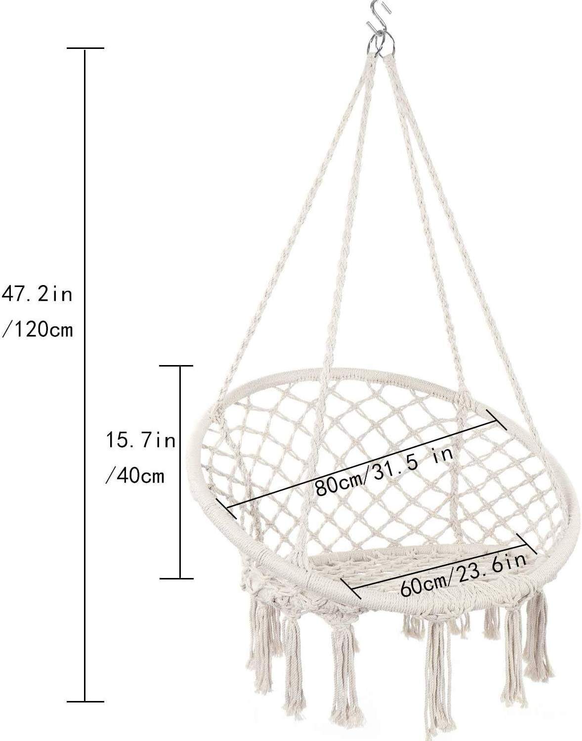 Outdoor Furniture Garden Hammock Chair Cotton Rope Hanging Chair Patio Swing Chair