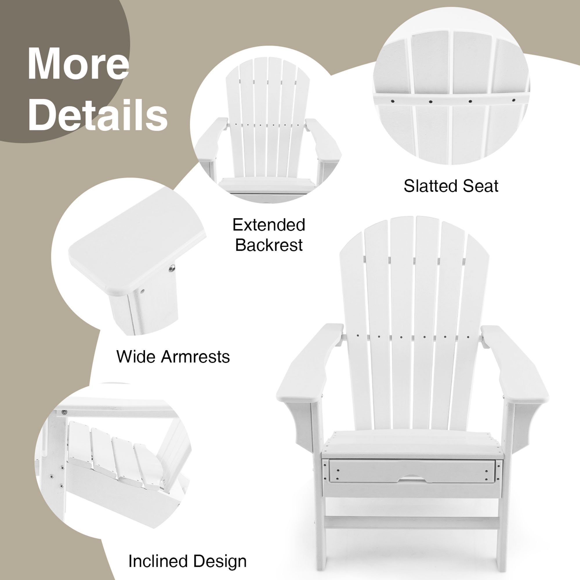 White Plastic Patio Adirondack Chair with Hideaway Garden Furniture Chair Garden Patio Lounger Chairs