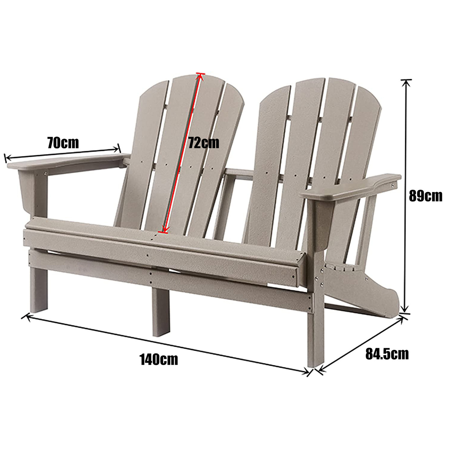 Outdoor Furniture Garden Bench HDPE Double Adirondack Chairs Loveseat