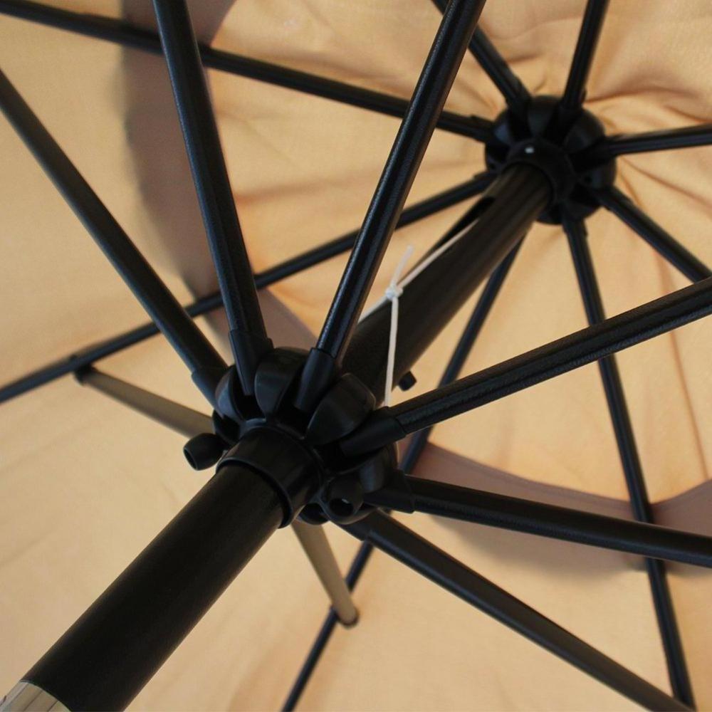 10 ft Patio Umbrella Manual Push Button Tilt and Crank Garden Parasol (BROWN)