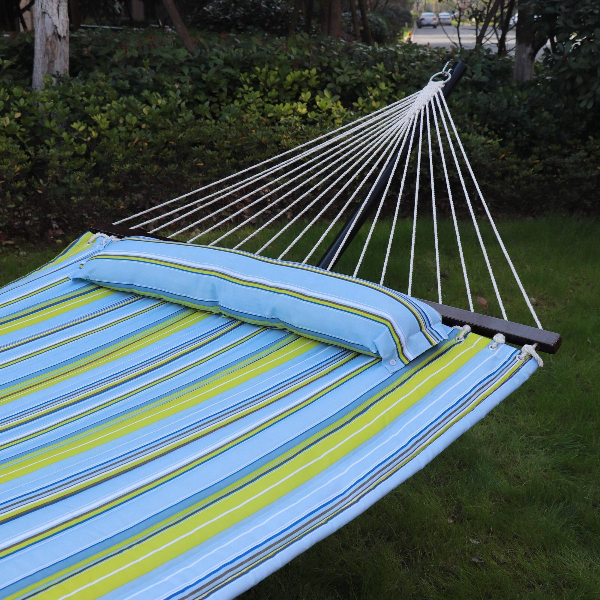 2 Person Double Hammock with Spreader Bar Cotton Hammock for Outdoor