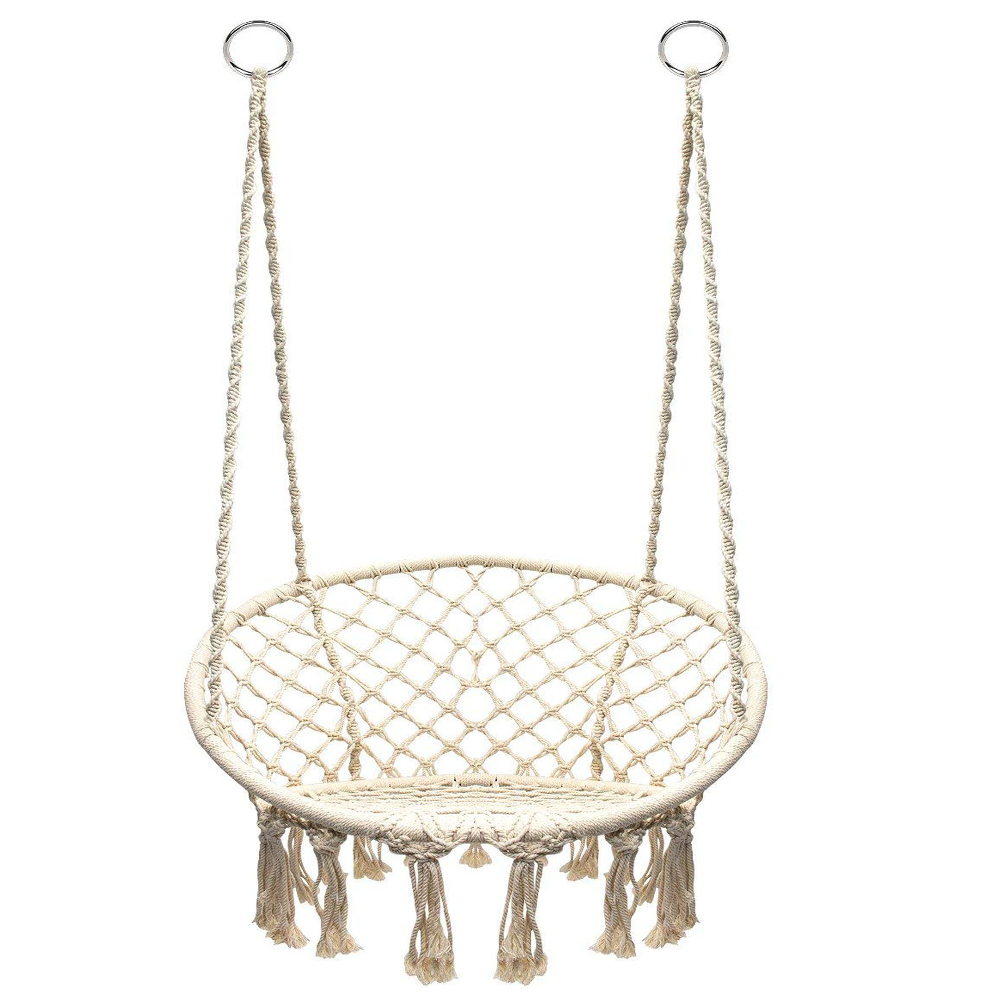 Garden Hammock Swing Patio Cotton Rope Macrame Swing Chair Hanging for Indoor Outdoor