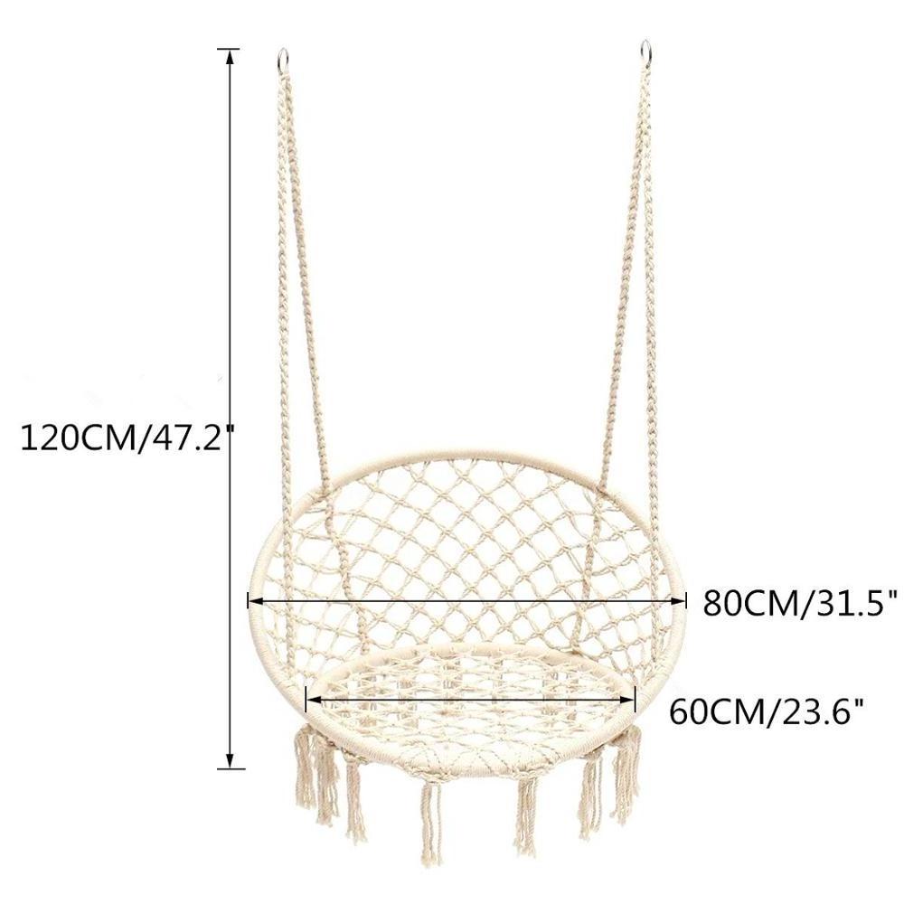 Garden Hammock Swing Patio Cotton Rope Macrame Swing Chair Hanging for Indoor Outdoor