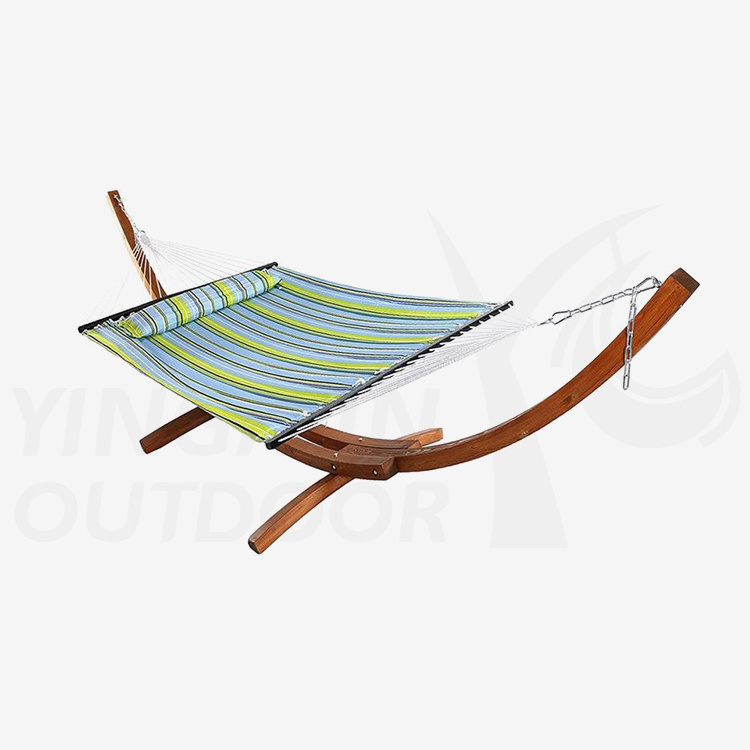 Outdoor Garden Patios Hammock With Wooden Stand Hanging Cuddle Hammock