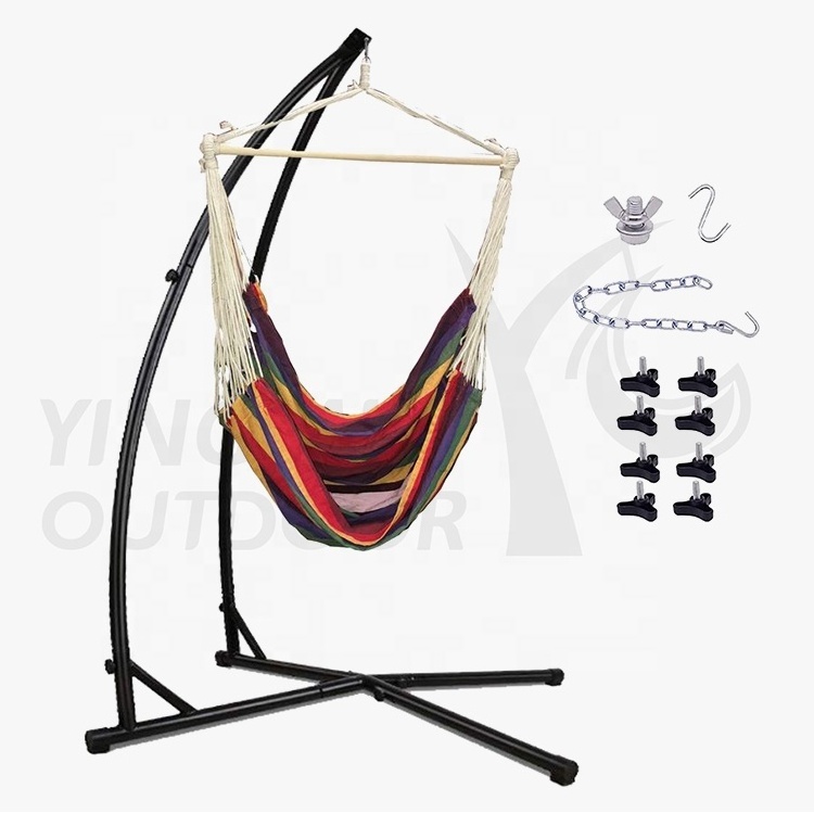 Garden Hammock Chair Swing with Hanging Hardware Kit Garden Single Chair Iron Portable Hammock Chair Stand