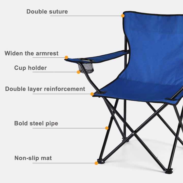 Customized Folding Fishing Chair Folding Camping Chair Beach Chairs with Arm Rest Cup Holder Portable Modern 600D Oxford 2.65kg