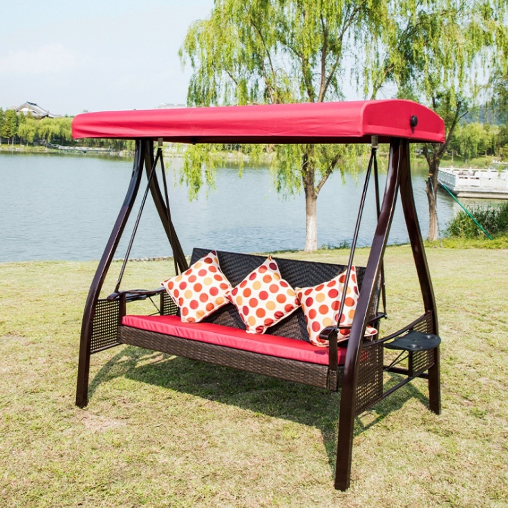 Outdoor Furniture Swing Chair Seats 3 Porch Patio Swing Glider Chair Balcony Double Rocking Chair