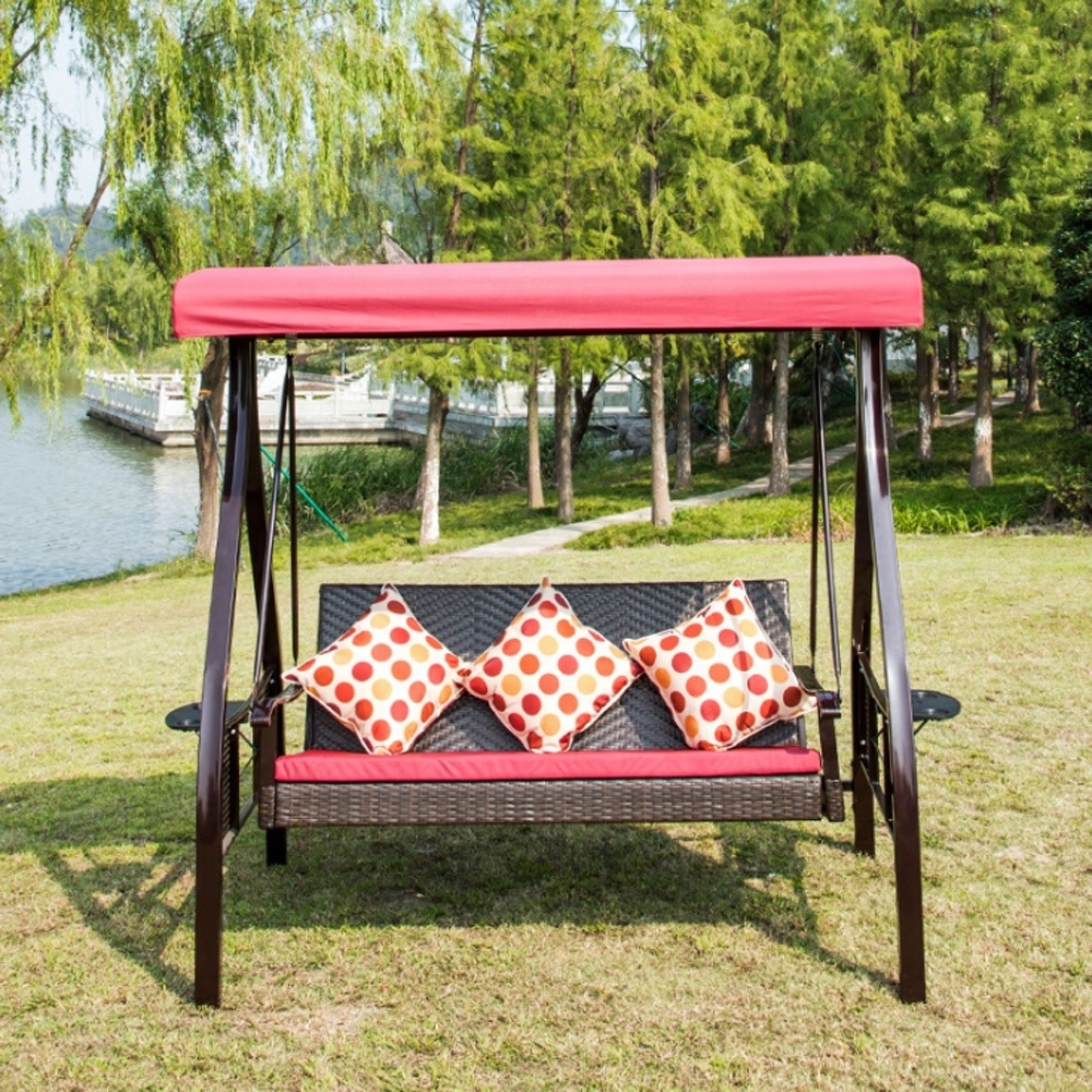 Outdoor Furniture Swing Chair Seats 3 Porch Patio Swing Glider Chair Balcony Double Rocking Chair