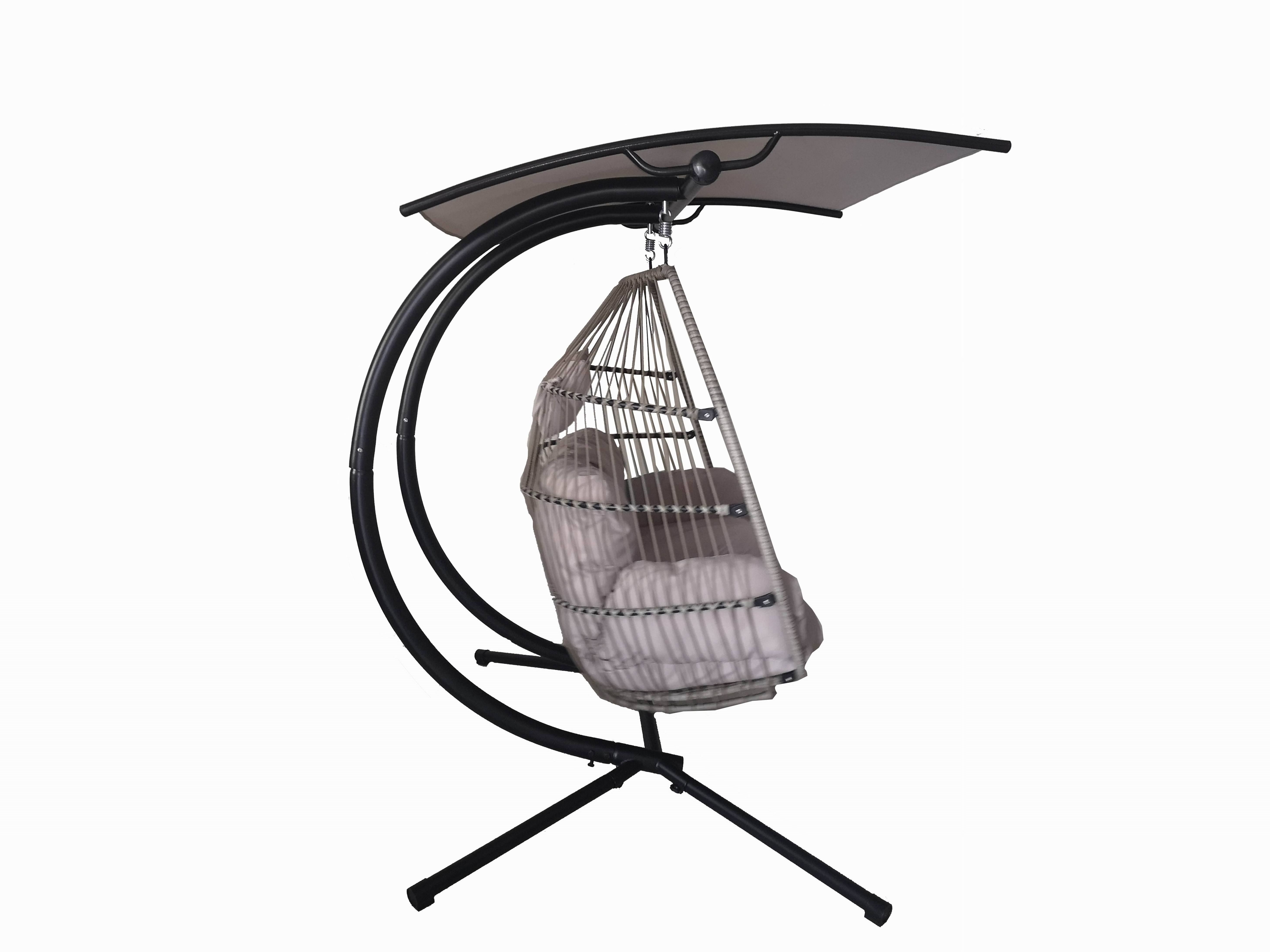 Hanging Chair Swing Egg Chair with Metal Stand Outdoor Outdoor Furniture Modern Grey Leisure Chair