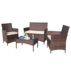 4 Piece  Patio Furniture Sets Patio Porch Outdoor Rattan Conversation Sets Porch Deck Furniture Set