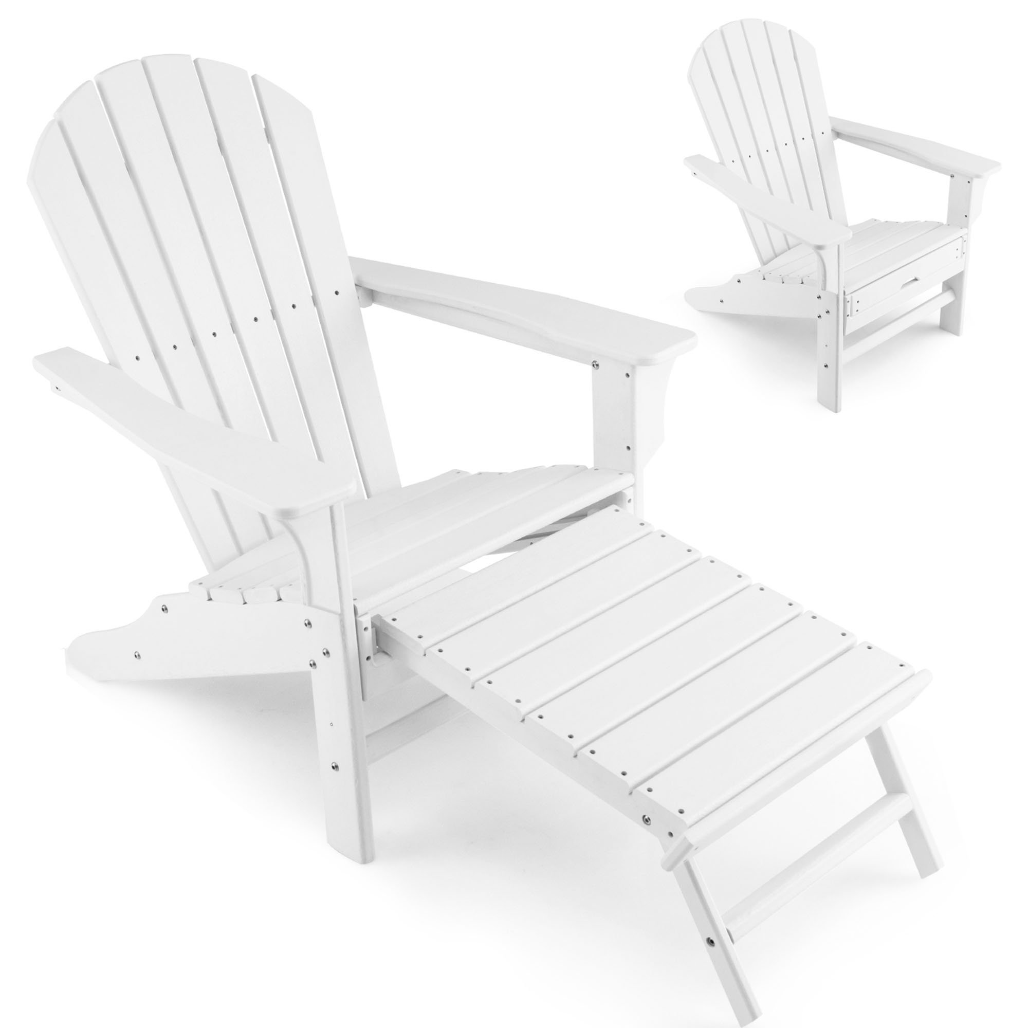 White Plastic Patio Adirondack Chair with Hideaway Garden Furniture Chair Garden Patio Lounger Chairs