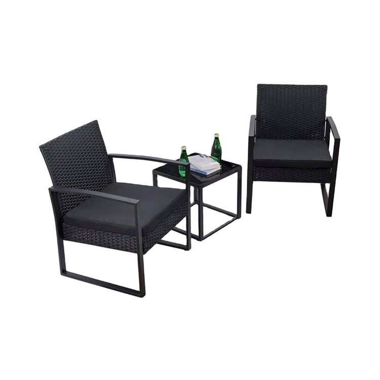 Outdoor Patio Furniture Chairs Sets 3 Pieces Seating Wicker Conversation Bistro Set PE Rattan Chairs with Coffee Table