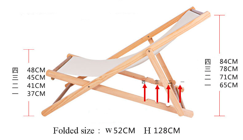 Wooden Folding Deckchair for Beach Chair Fishing Chair Modern Wood and Canvas Chairs Simple Folding Deckchair Made of Wood 75kgs