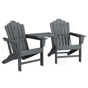 Outdoor Plastic Wood Double Adirondack Chairs with Connecting Plate Set of 2 Weather Resistant Furniture Garden