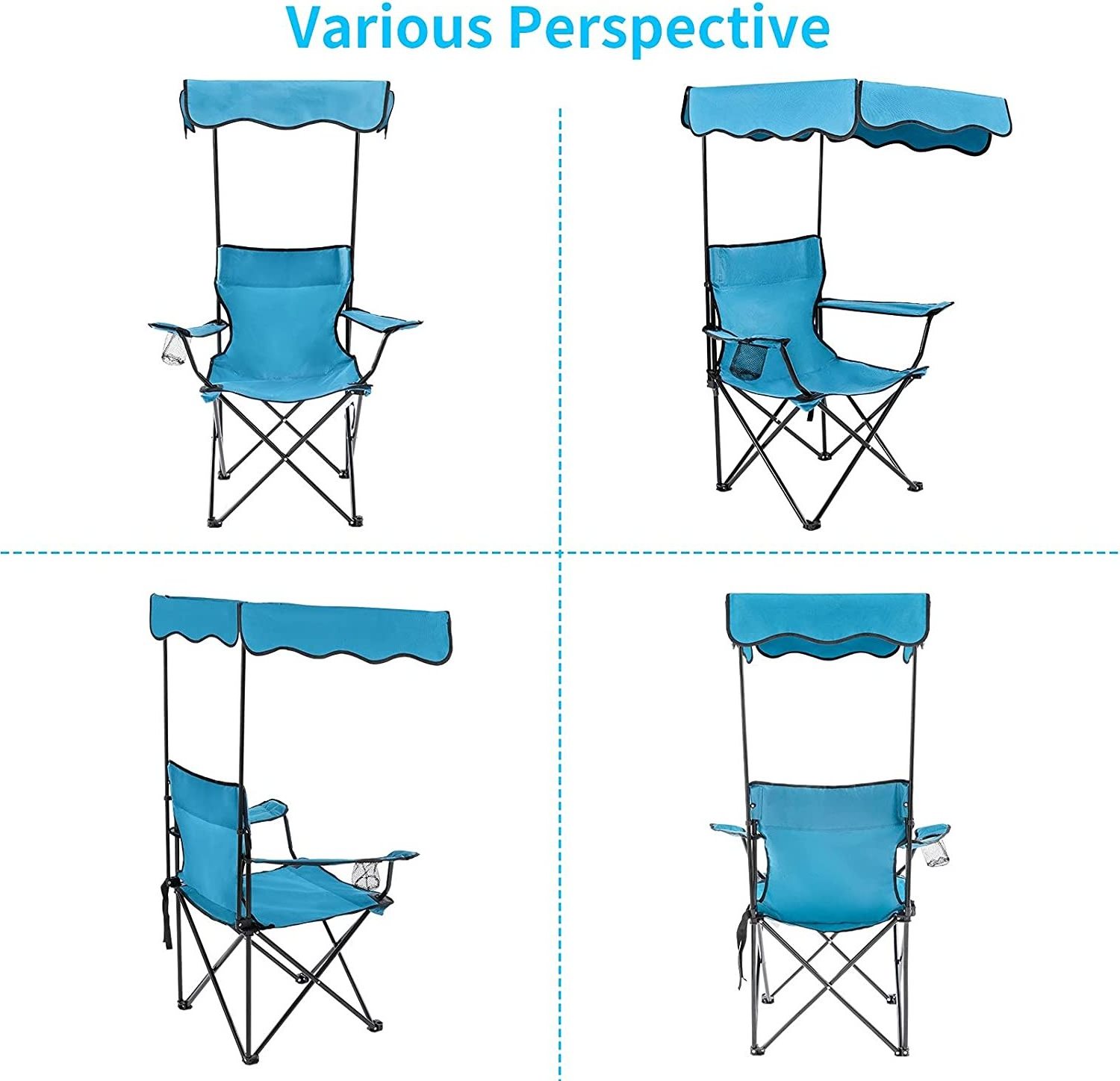 Portable Folding Camping Picnic Chair with Canopy with Canopy Lightweight Outdoor Picnic Folding Fishing Beach Chair