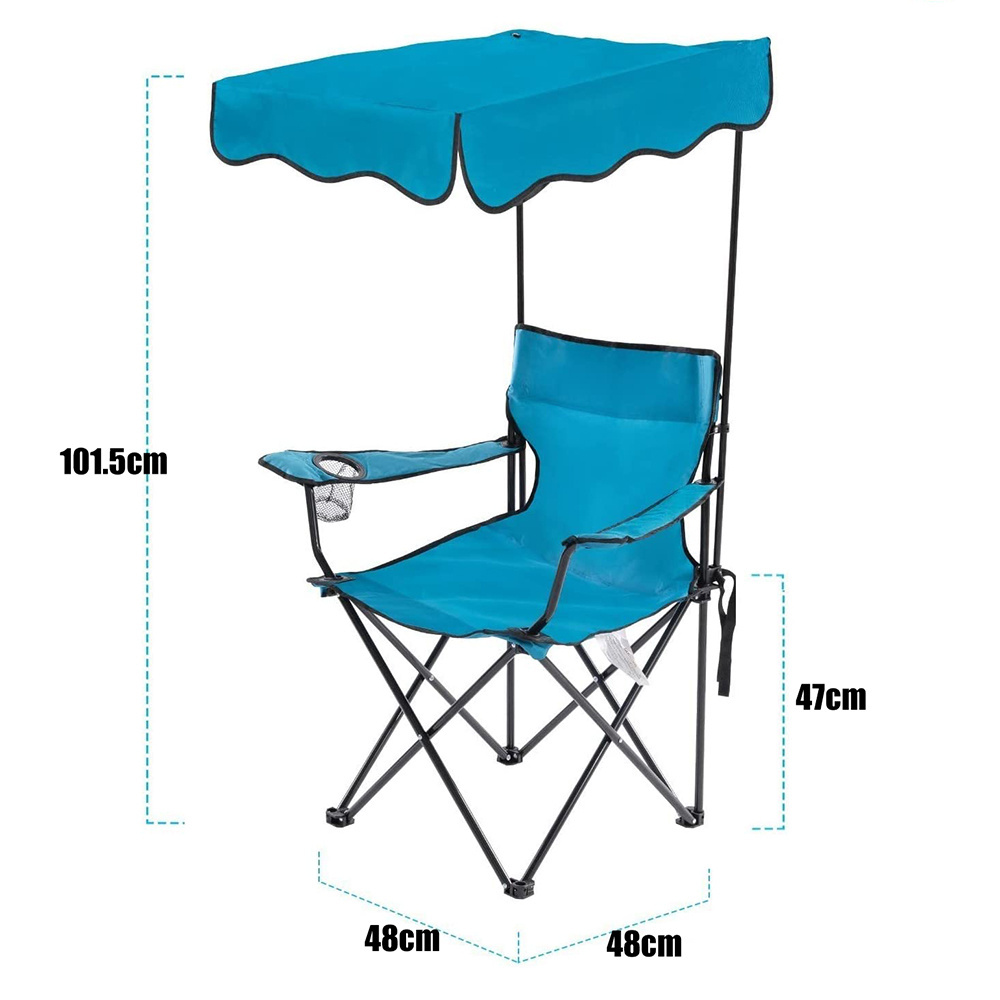 Outdoor Portable Folding Camping Chair Beach Moon Chair with Canopy Shade