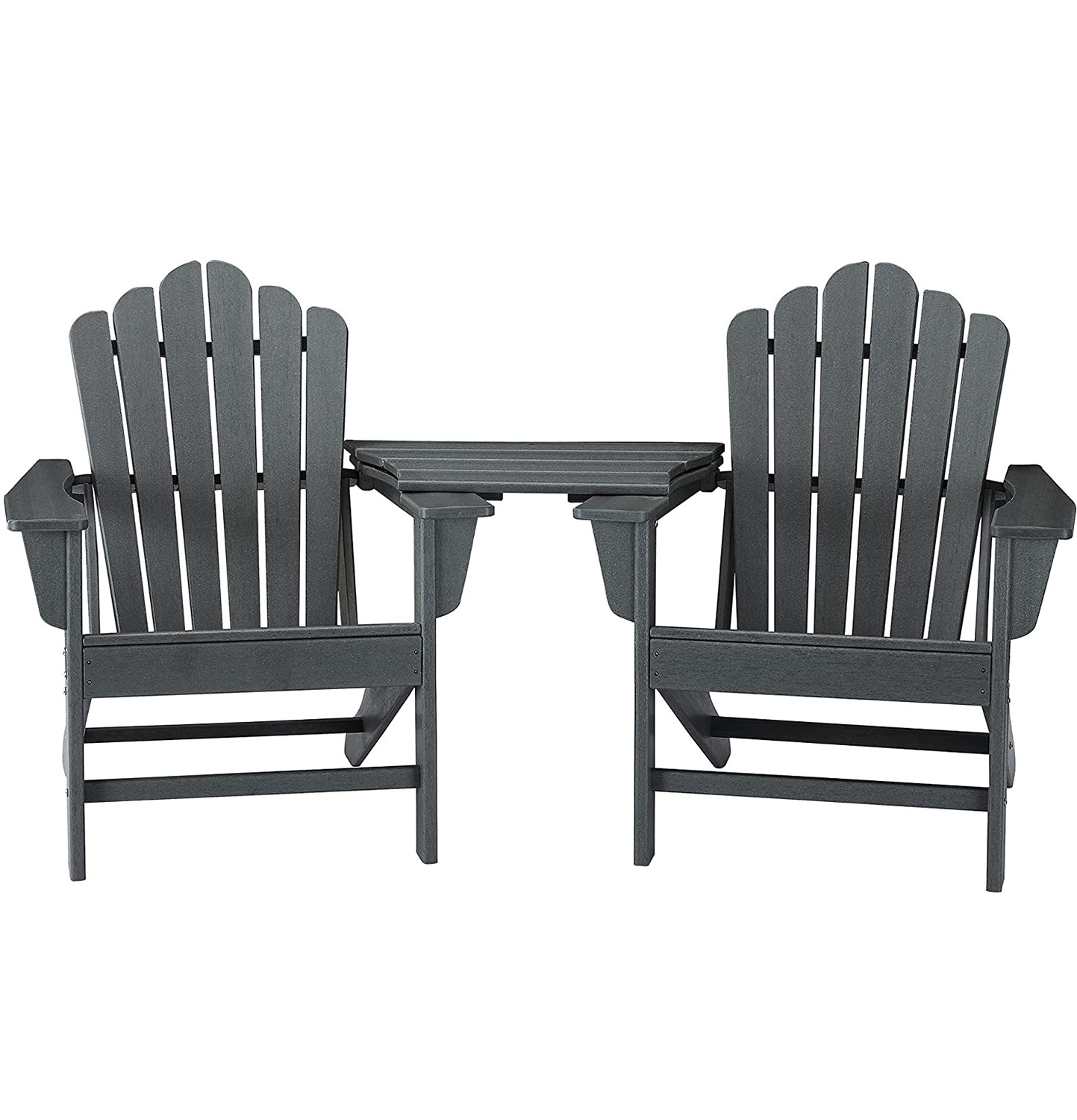 Outdoor Plastic Wood Double Adirondack Chairs with Connecting Plate Set of 2 Weather Resistant Furniture Garden