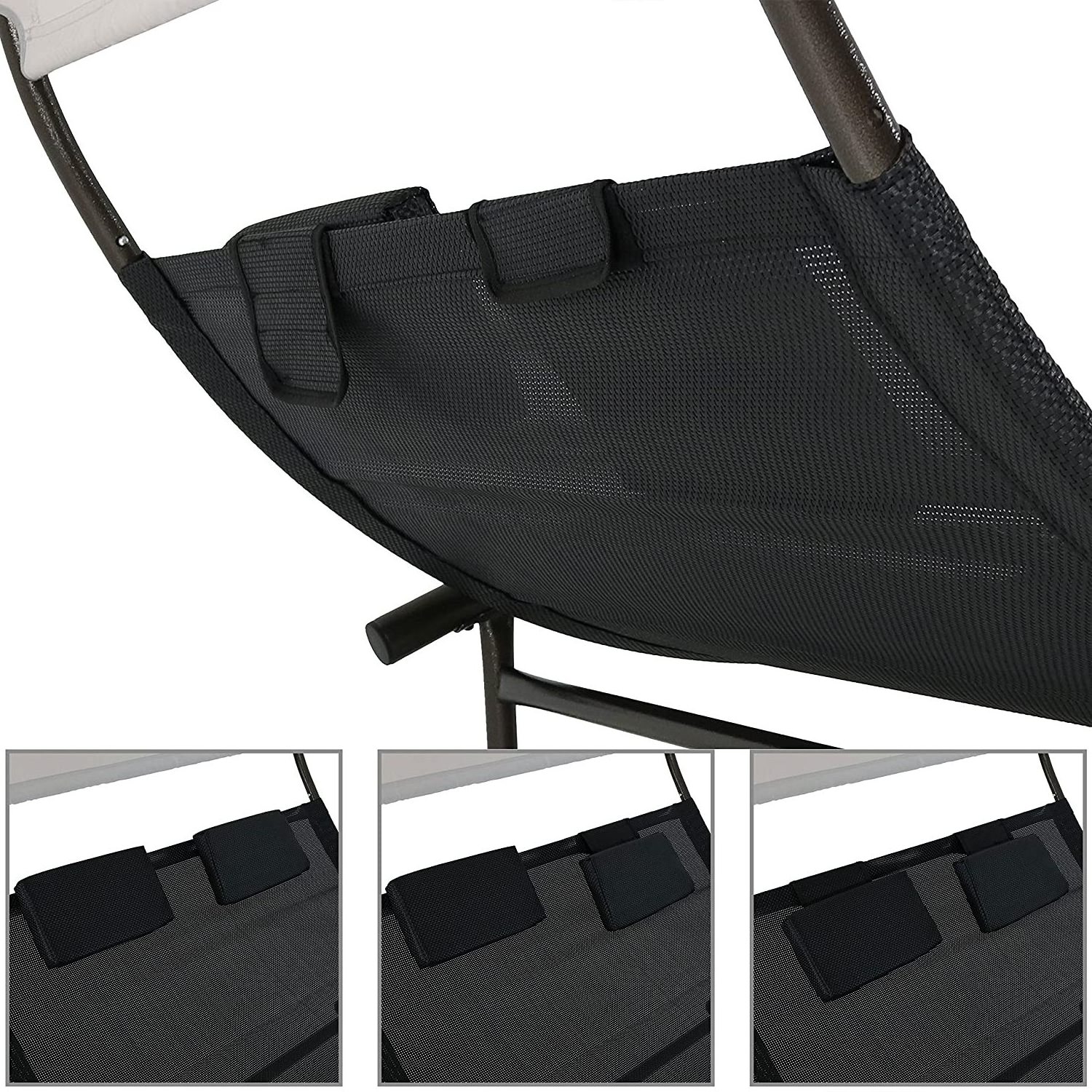 Portable Patio Sun Lounger Outdoor Double Chaise Rocking Lounge Chair with Canopy