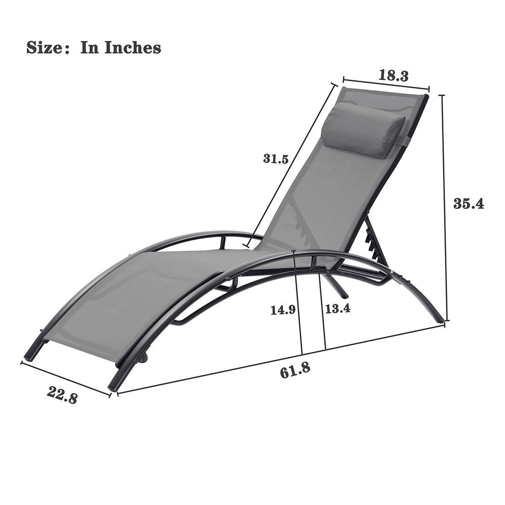 Outdoor Patio Chaise Portable Lounge Chair Adjustable 5 Gears Reclining Folding Garden Patio Pool Sun Lounger