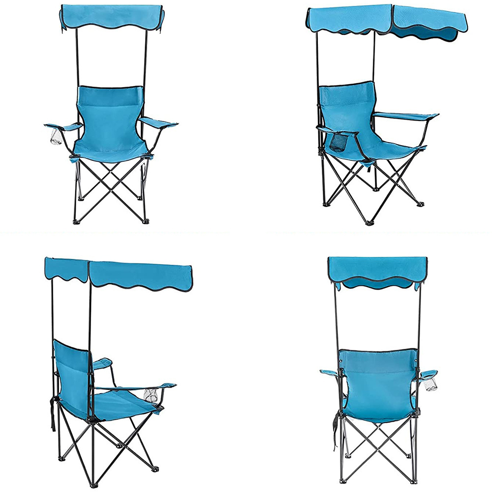 Outdoor Portable Folding Camping Chair Beach Moon Chair with Canopy Shade