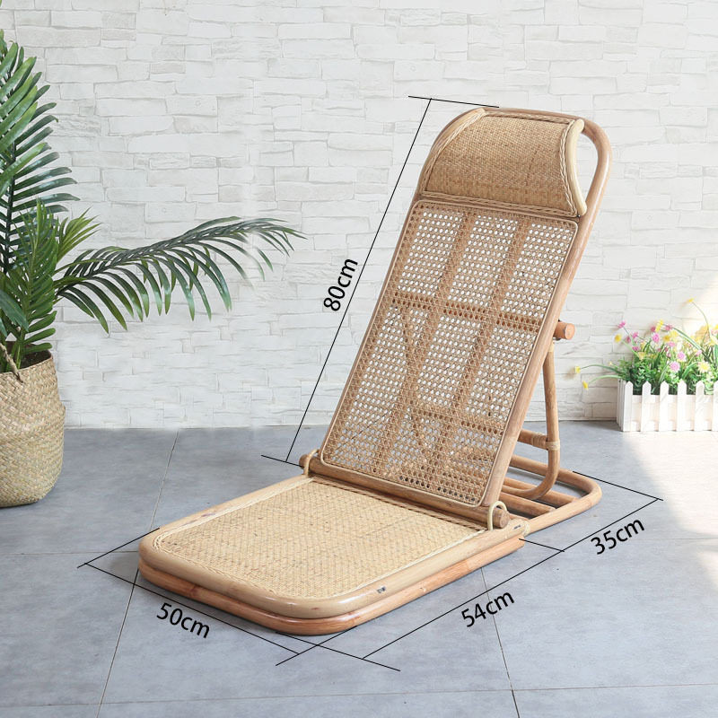 Folding Rattan Leisure Chair Portable Rattan Beach Lounger High Back Outdoor Pool Beach Lawn Rattan Chair