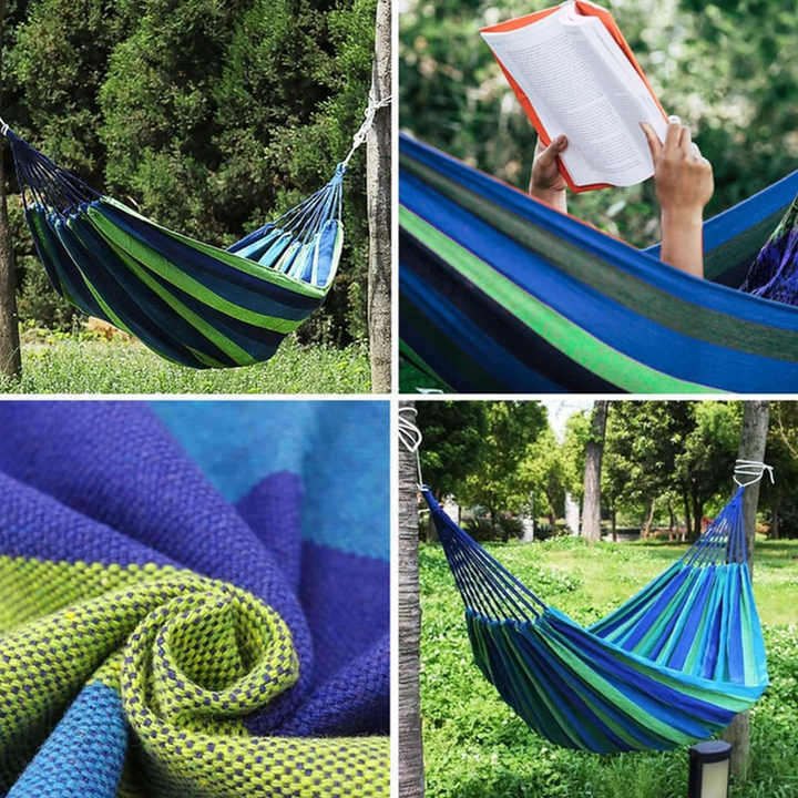 Portable Brazilian Striped Double Hammock Camping Swing Canvas Cotton Hammock