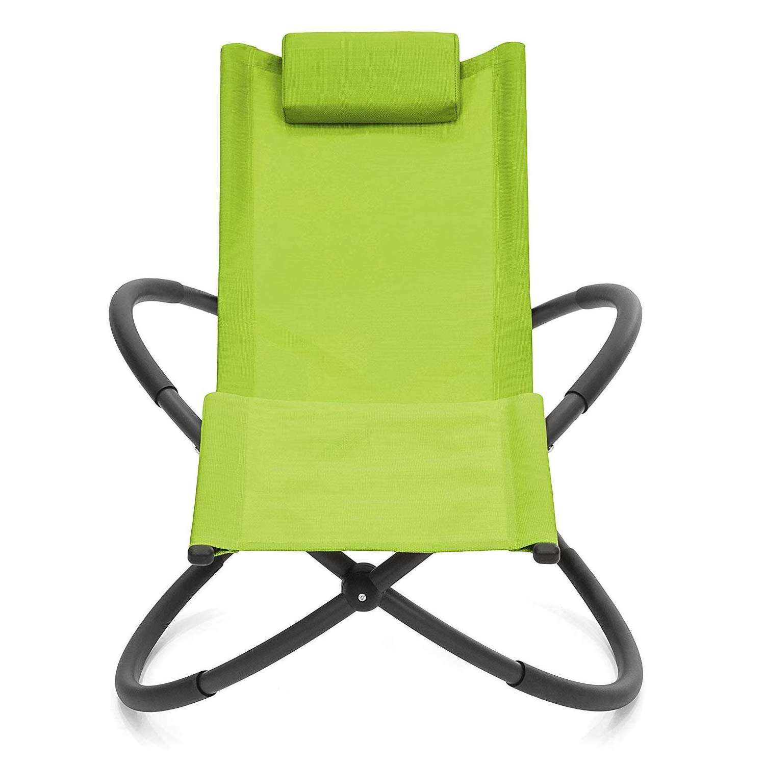 Outdoor Garden Zero Gravity Chair Orbital Rocking Chaise Lounge Lawn Chair Patio Orbital Chair