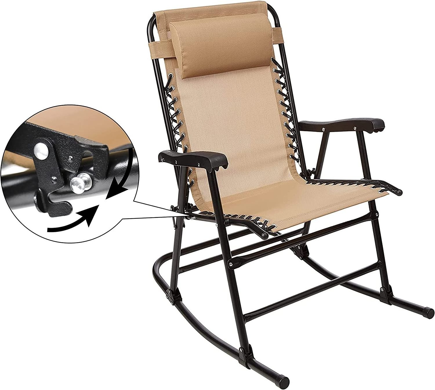 Garden Patio Folding Reclining Lounge Chair Folding Zero Gravity Rocking Chair for Backyard Patio Lawn Deck Outdoor Pool Side