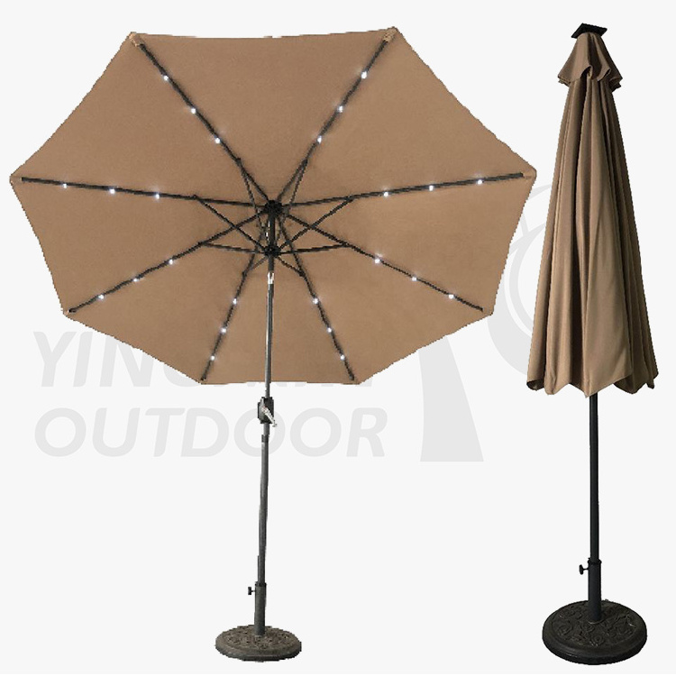 Outdoor Solar Market Parasols LED Lighted Fishing Umbrellas Modern Garden Patio Cantilever Umbrella