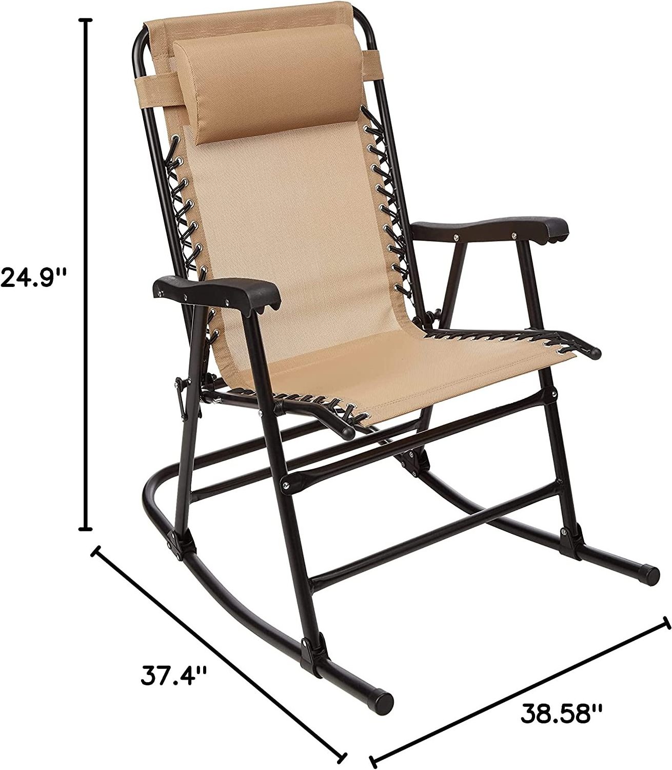 Garden Patio Folding Reclining Lounge Chair Folding Zero Gravity Rocking Chair for Backyard Patio Lawn Deck Outdoor Pool Side