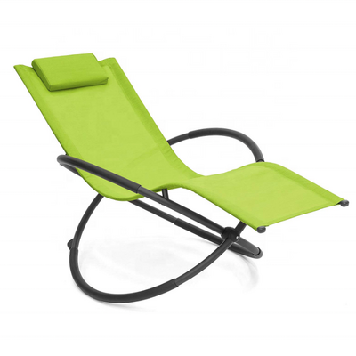 Outdoor Patio Beach Recliner Orbital Zero Gravity Chair Folding Lawn Rocking Lounge Leisure Chair with Pillow