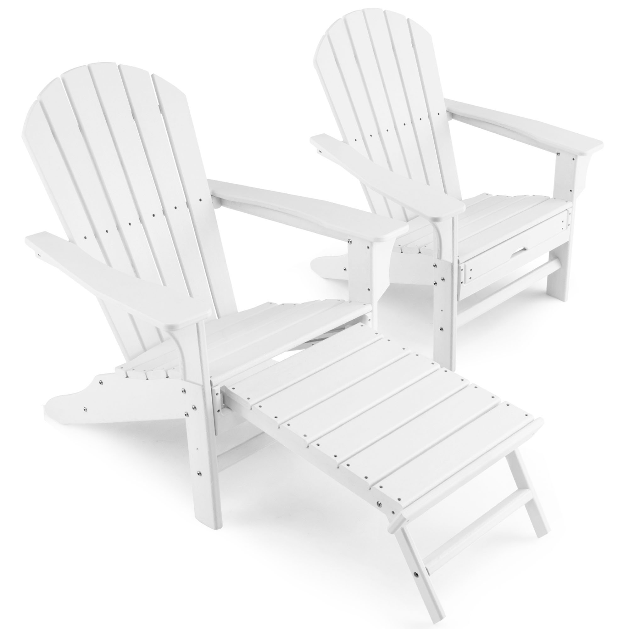 White Plastic Patio Adirondack Chair with Hideaway Garden Furniture Chair Garden Patio Lounger Chairs