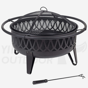 Outdoor Crossweave Large Fire Pit - 30-Inch Heavy-Duty Wood-Burning Fire Pit with Spark Screen for Patio & Backyard Bonfires