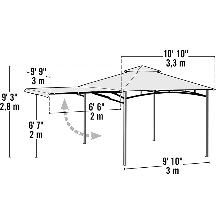 Outdoor Backyard Pergolas and Gazebos Shade Awning Patio Gazebo Replacement Canopy Top Cover with Extendable Awning