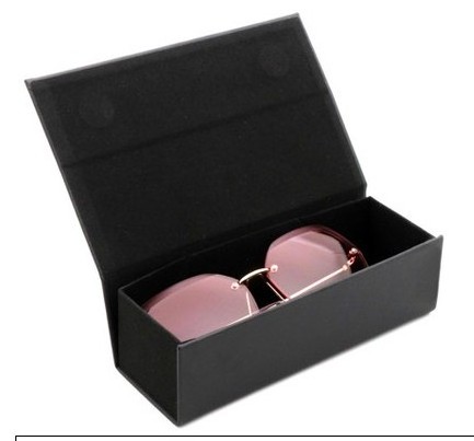 Hot Sale Black Square Foldable Eyewear Box Set Eye Glass Case Hard Pu Leather Sunglasses Packing Eyeglasses Folding Case