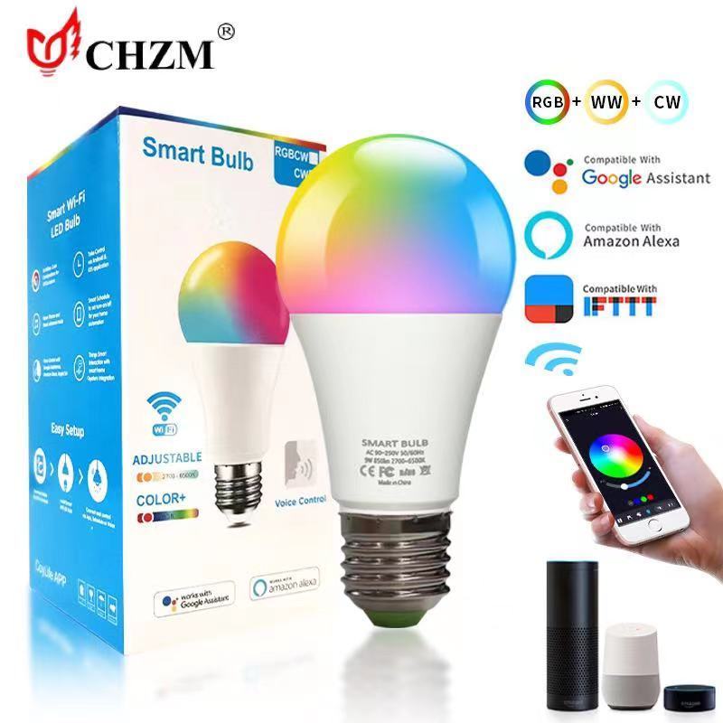 smart LED Bulb light WIFI+Beacon Mobile APP control,CCT+RGB