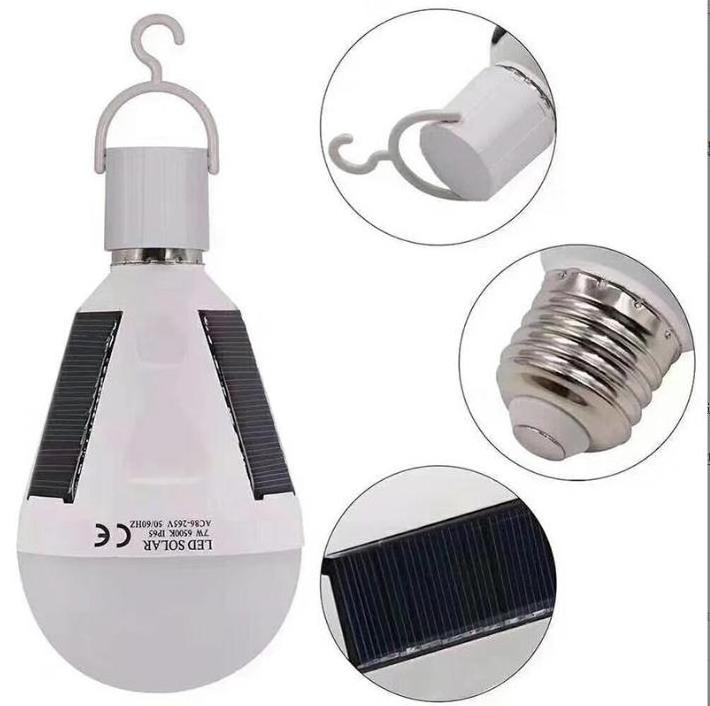 Solar LED Rechargeable Light Bulb Outdoor Wireless Camping Hook Bulb Light Stall Night Market Power Outage Emergency Light