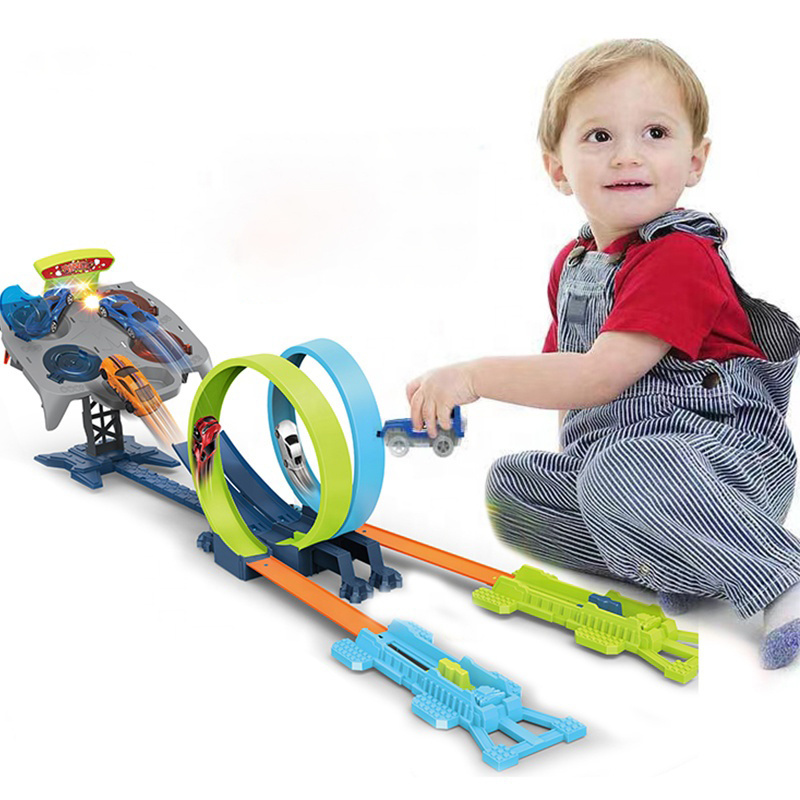 Hot sale wheels track car double loop race car track toys for kids