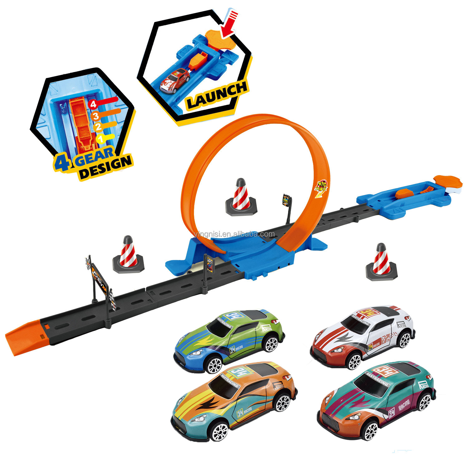 Ejection track toy slot car racing race track plastic kids racing car hot wheel track toy