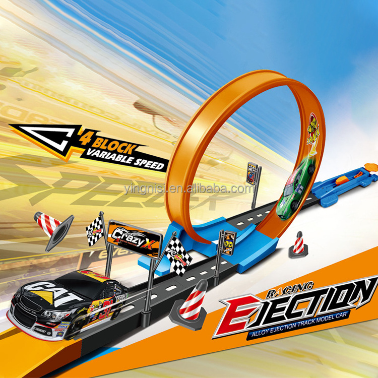 Ejection track toy slot car racing race track plastic kids racing car hot wheel track toy