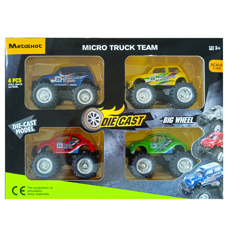 Hot sale 1 64 scale die cast truck model 4 pcs diecast toy pull back diecast truck