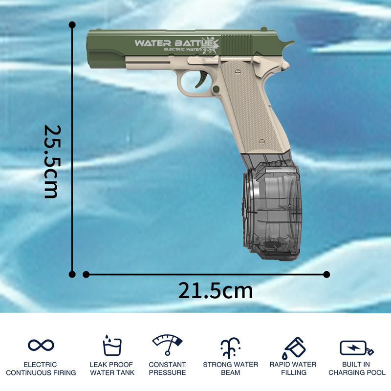 M1911 Electric Water Pistol Electronic Water Gun Dual Magazine Battery Powered Kids Toys Electric Water Pistol Gun