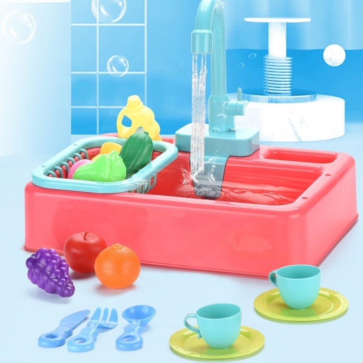 Kitchen Toys Set battery operated pretend play kitchen sink electric cycle outlet water dishwasher kitchen toys for kids