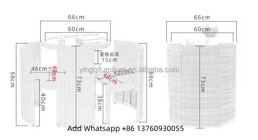 Balcony Coffee Table Set Round Rattan Garden Set Outdoor Furniture 2 seats sofa of three pieces