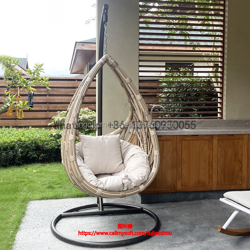 Cheap Price Indoor Outdoor Patio Rattan Wicker Hanging Egg Swing Chair With Metal Stand