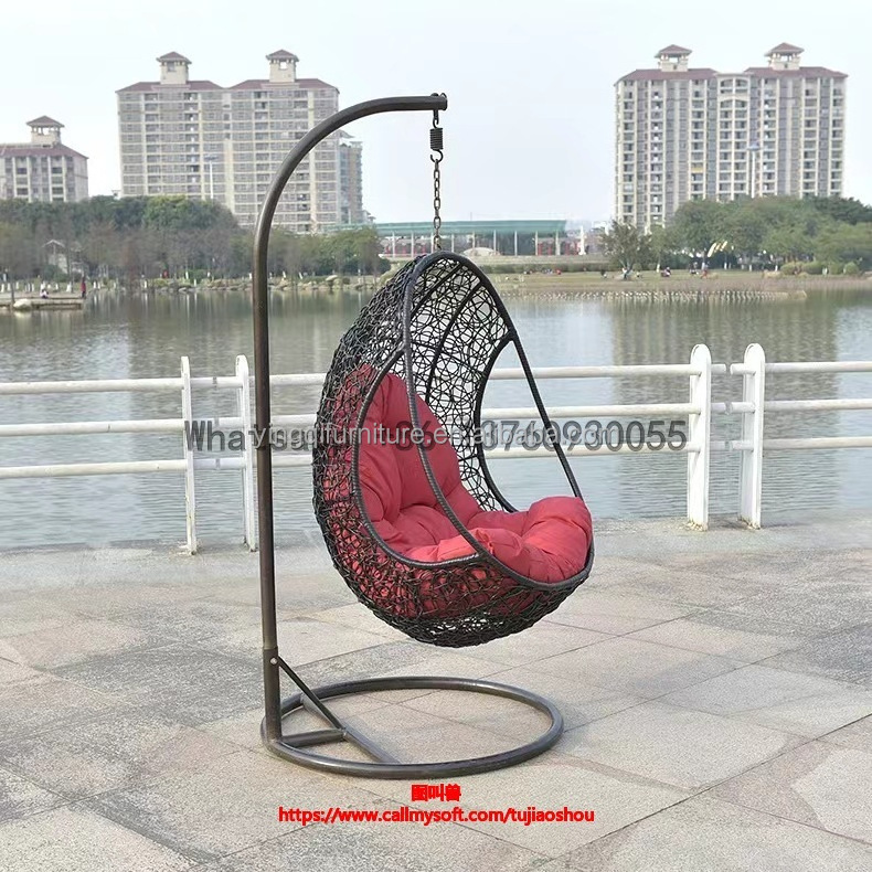 Cheap Price Indoor Outdoor Patio Rattan Wicker Hanging Egg Swing Chair With Metal Stand