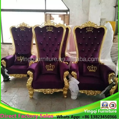 Wooden High Back King Throne Wedding Chairs for Sale