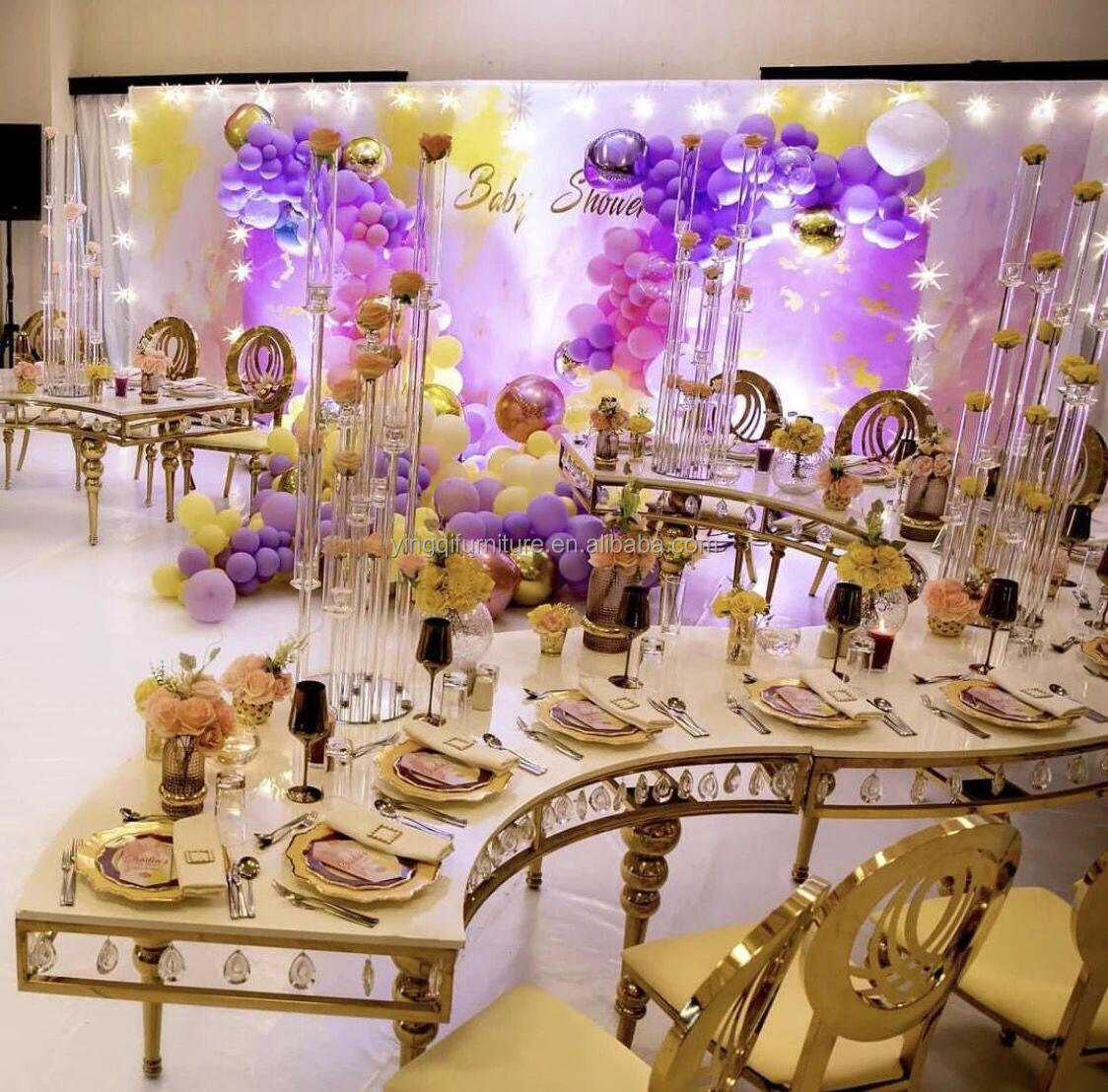 Modern Wedding Crystal Serpentine Table